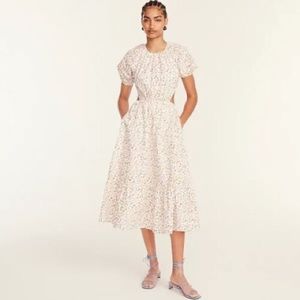 J crew side cutout dress cotton poplin midi meadow floral